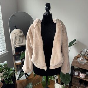 Hooded Faux Fur Jacket